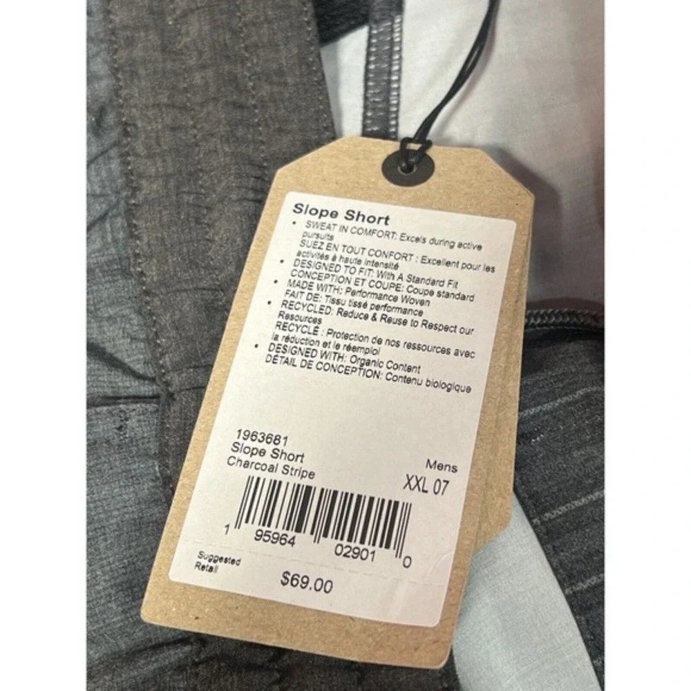 prAna Shorts Mens‎ XXL Charcoal Gray Striped Slope Short Outdoors Hiking Stretch
